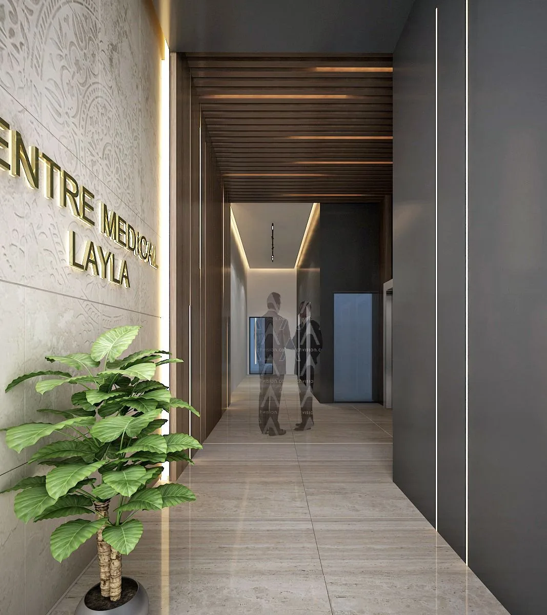 Hall d’entrée avec enseigne Centre Médical Layla